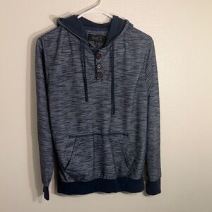 Men's Blue Heathered Hooded Light Sweatshirt — Dikotomy brand, size Small